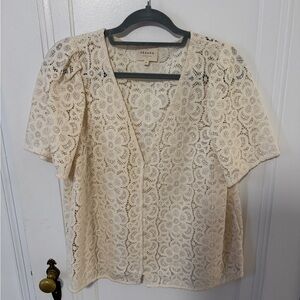 Sezane Ivory Floral Lace Blouse